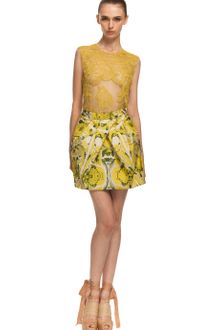 Vera Wang Ss Ethnic Damask Faille Tulip Skirt in Chartreuse - Lyst