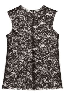 Vera Wang Ss Sleeveless Chantilly Lace Tank - Lyst
