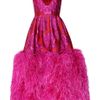 Alexander Mcqueen Feathertrimmed Floral Brocade Gown in Purple (floral) - Lyst