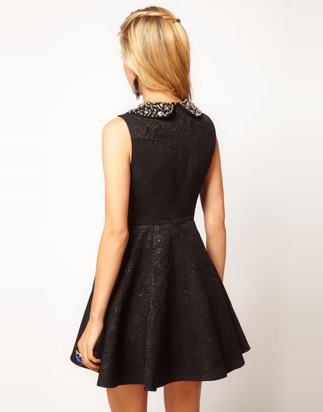 black dress with embellished collar