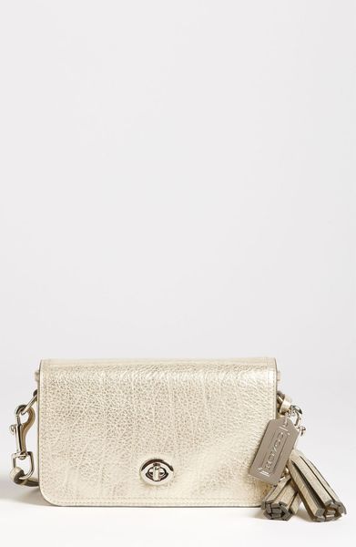 metallic leather crossbody bag