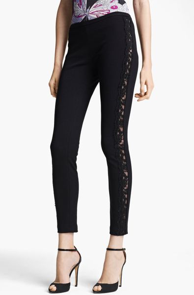 Emilio Pucci Lace Stripe Pants in Black - Lyst