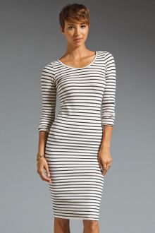 Monrow Stripe Scoop Back Dress - Lyst