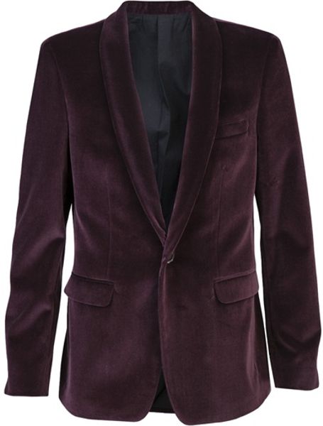 Msgm Velvet Blazer in Purple for Men