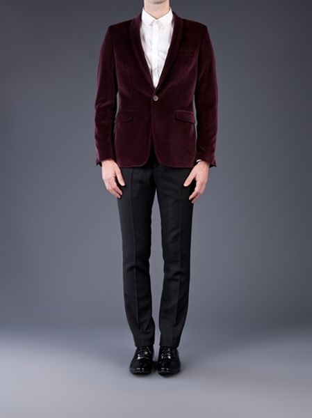 Msgm Velvet Blazer in Purple for Men