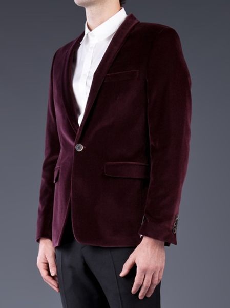 Msgm Velvet Blazer in Purple for Men