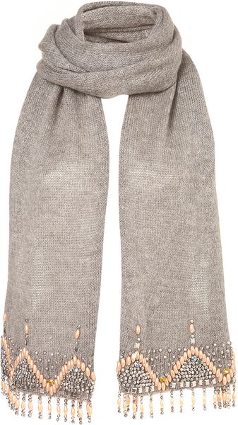 Topshop Heavy Embellished Scarf - Lyst