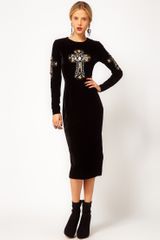 Asos Velvet Midi Dress with Embellished Cross
