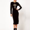 Asos Velvet Midi Dress with Embellished Cross in Black - Lyst