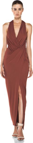 Haute Hippie Asymmetrical Draped Gown  in Brown (henna) - Lyst