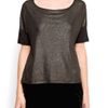 Mango Metallic Tshirt in Black (gold) - Lyst