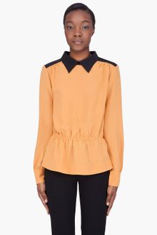 Marni Orange Silk Contrast Collar Blouse - Lyst