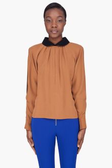 Marni Rust Wool Contrast Collar Blouse - Lyst