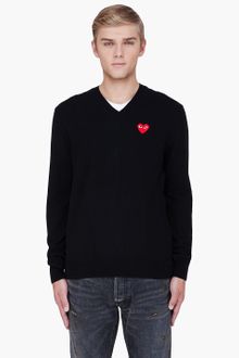 Play Comme Des Garçons  Wool Red Emblem Sweater - Lyst