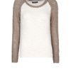 Mango Twotone Knit Sweater in Beige (cream) - Lyst