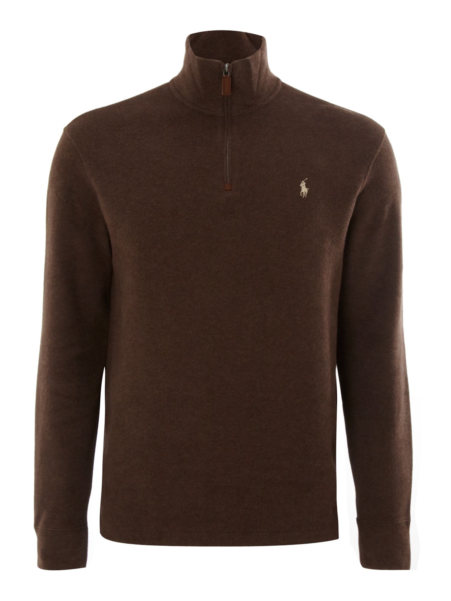 Polo Ralph Lauren Half Zip Through Sweater in Brown for Men | Lyst