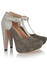 Roland Mouret Lizzy Suede and Snakeeffect Leather Pumps