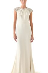 Badgley Mischka Collection Deco Cap Sleeve Gown