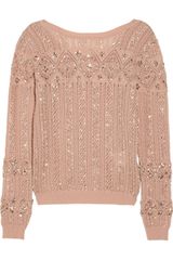 Emilio Pucci Embellished Openknit Woolblend Sweater