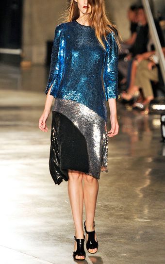 Jonathan Saunders  Blue Silver and Black Jerri Dress - Lyst