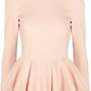Alexander Mcqueen Stretch Woolblend Peplum Top in Pink - Lyst