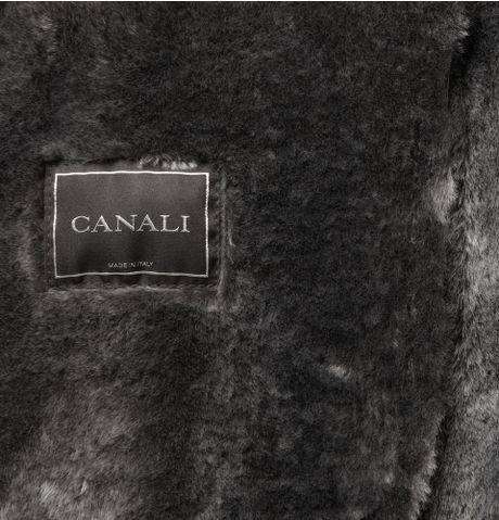 canali shearling coat gray leather breasted double