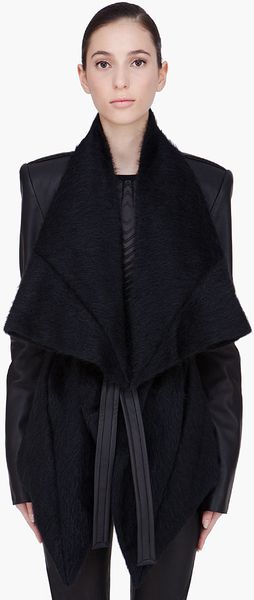 Gareth Pugh Black Mohair Alpaca Leather Jacket - Lyst