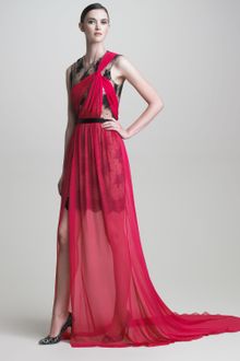 Jason Wu Lace Underlay Draped Chiffon Gown - Lyst