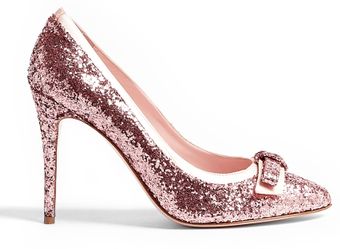 RED Valentino Pointed Toe Glitter Bow Stiletto - Lyst