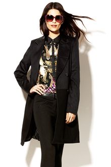 Vince Camuto Leather Collar Trench Coat - Lyst