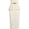 Alessandra Rich Stretchcrepe and Lace Peplum Gown in White - Lyst