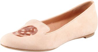 Alexander McQueen Skull vamp Suede Belgian Loafer Blush - Lyst