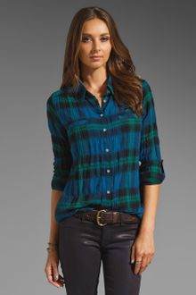 C&c California Plaid Herringbone Roll Sleeve Pocket Shirt - Lyst