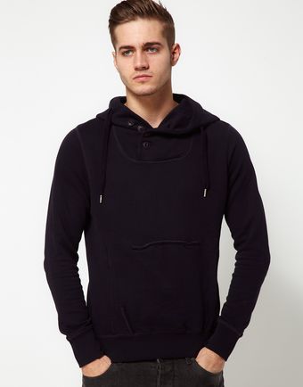 Diesel Hoodie with Button Neck - Lyst