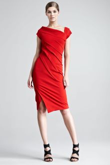 Donna Karan New York Structured Matte Jersey Cap-Sleeve Dress - Lyst