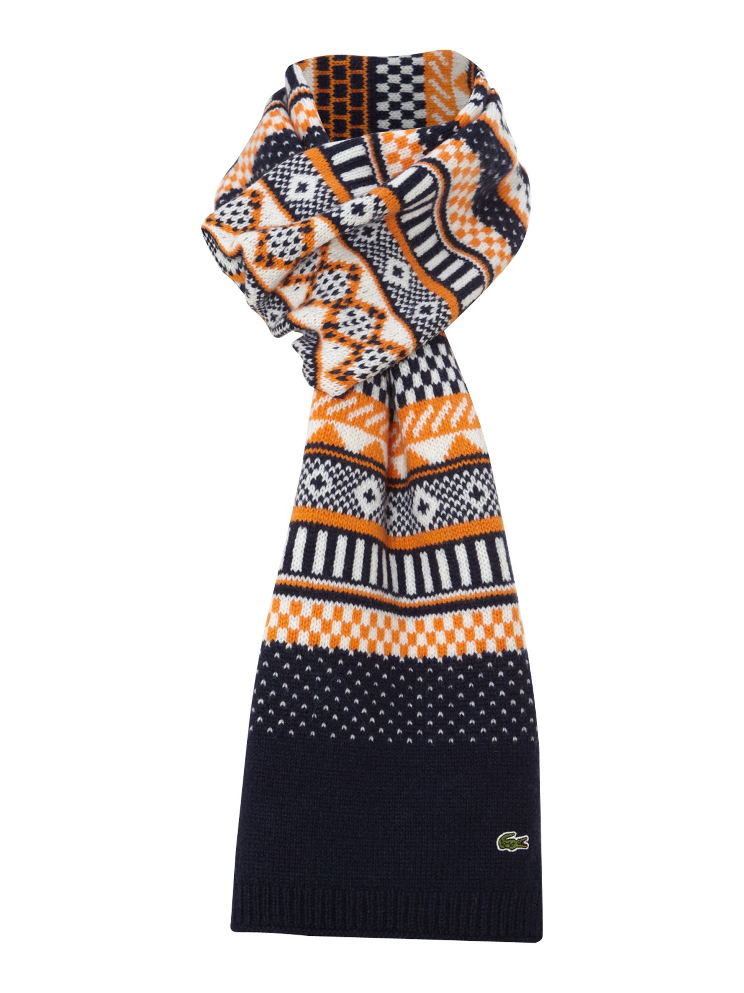 Lacoste Pattern Scarf in Orange for Men (navy) Lyst