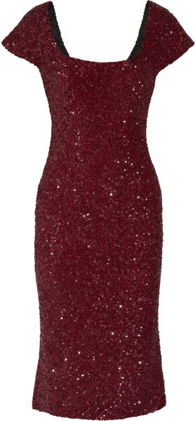 L'wren Scott Sequined Silk Midi Dress in Purple (bordeaux) - Lyst