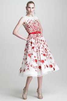 Oscar de la Renta Sleeveless Embroidered Dress - Lyst