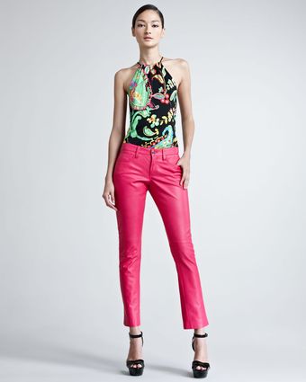 Ralph Lauren Black Label Cropped Lambskin Leather Jeans  - Lyst