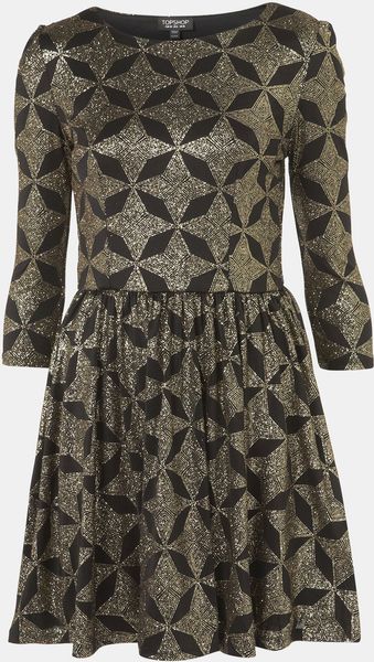 Topshop Glitter Print Skater Dress - Lyst