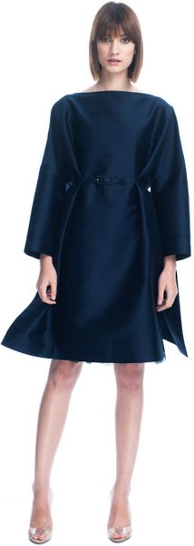 Valentino  Mikado Long Sleeve Tunic Dress in Blue (blu) - Lyst