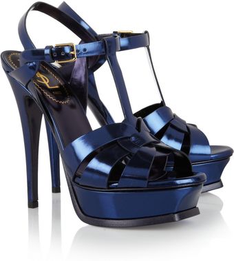 Yves Saint Laurent Tribute Mirrored Leather Sandals - Lyst