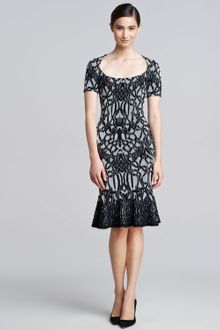Zac Posen Jacquard Fluted Dress - Lyst