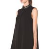 Alexander Mcqueen Flower Neck Silk Blouse  in Black - Lyst