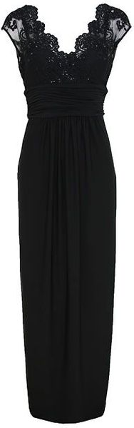 Alexon Black Lace Top Maxi Dress - Lyst