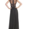 Elie Saab Charcoal Lace and Grosgrain Long Dress in Gray (charcoal) - Lyst