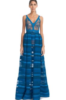 Elie Saab Cobalt Stretch Crepe Long Dress - Lyst