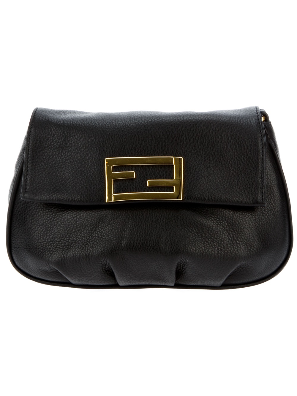 fendi black leather clutch