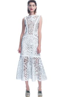 Giles  Tealength Lasercut Leather Dress - Lyst
