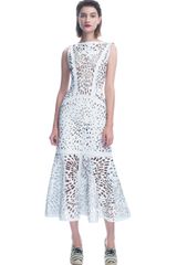 Giles  Tealength Lasercut Leather Dress